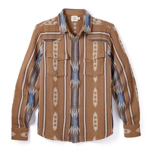 Flint and Tinder Saddle Blanket Snap Shirt Brown Southwestern Men's XL - Picture 1 of 9